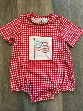 Red Gingham American Flag Bubble Romper